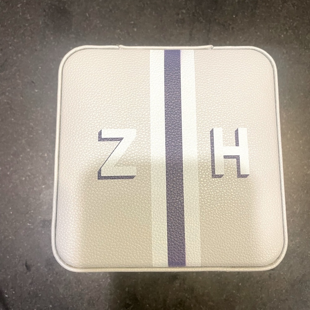 Never used: Mark & Graham small jewelery case with ZH initials; light blue